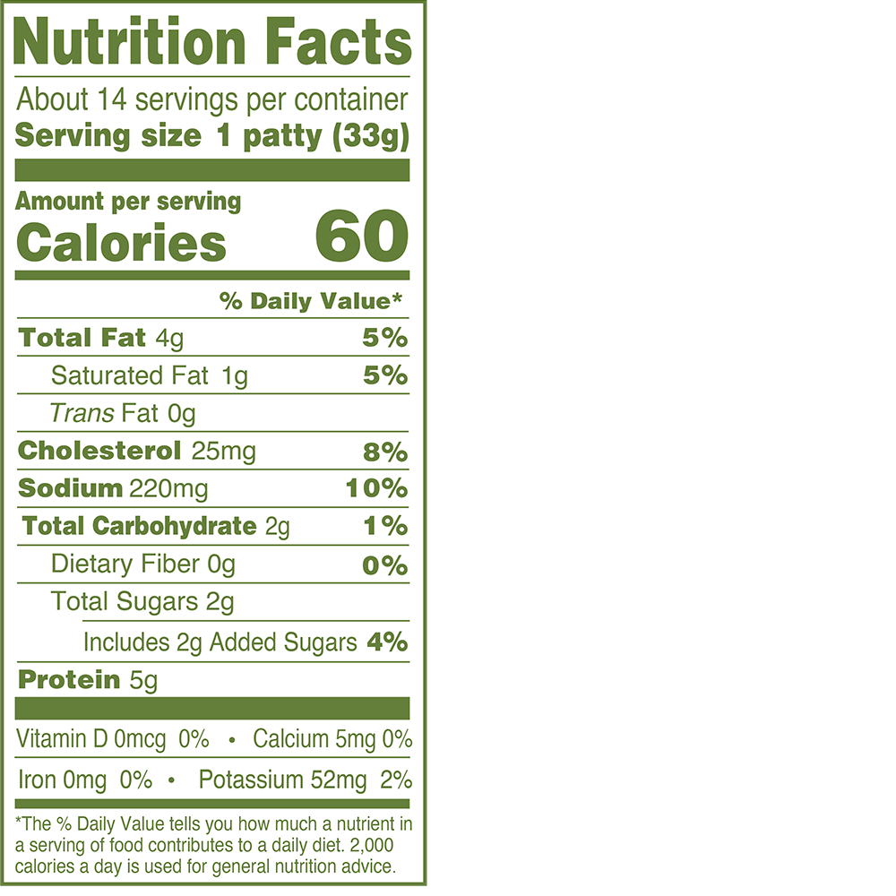 Natural Chicken Maple Breakfast Sausage Patties Family Size Nutrition Facts